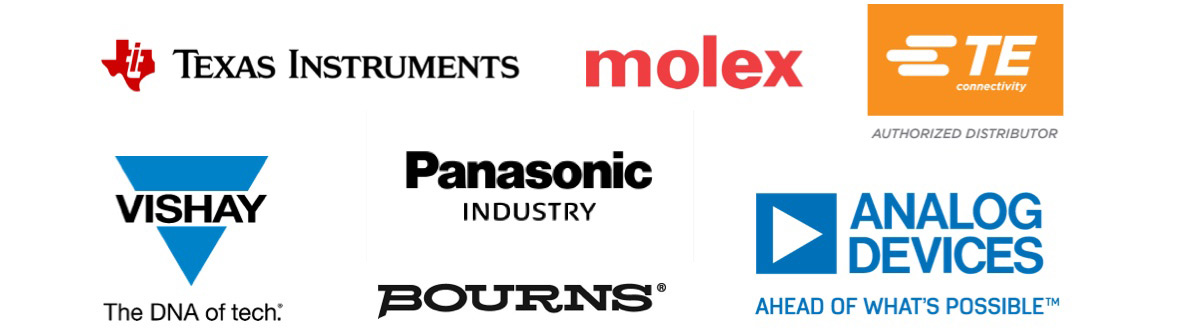 Texas Instruments - Molex - TE Connectivity - Vishay - Panasonic Industry - Analog Devices - Bourns